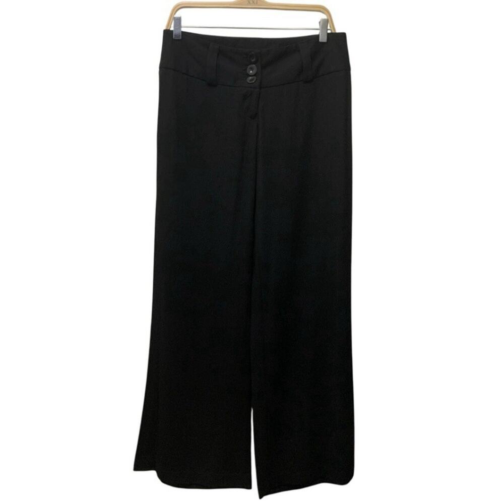 Vintage Y2K Wet Seal NWT Black Wide Leg Pants Size 7 Low Rise Made in USA
